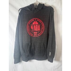 NBA Hoodie Large Heather Charcoal Pullover Sweatshirt Red Logo Basketball